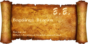 Bogdányi Bianka névjegykártya